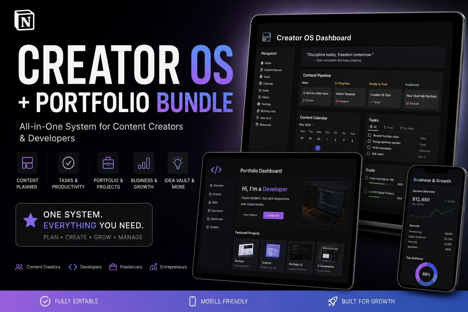 Creator OS + Portfolio Notion Bundle
